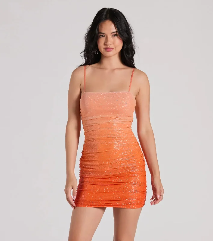 Effortless Dazzle Bodycon Glitter Mesh Mini Dress