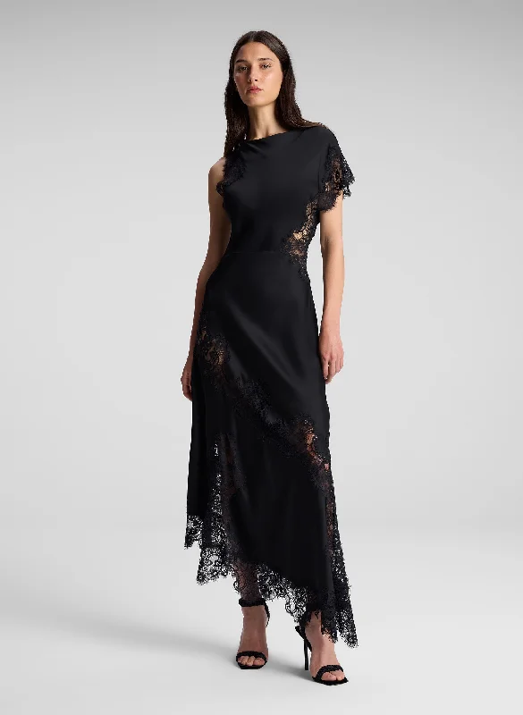 Alessia Satin and Lace Maxi Dress