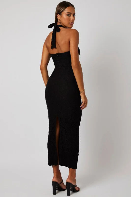 Black Bodycon Dress Sleeveless Textured