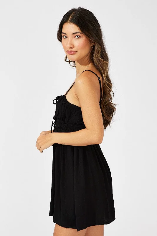 Black Fit And Flare Dress Sleeveless Mini