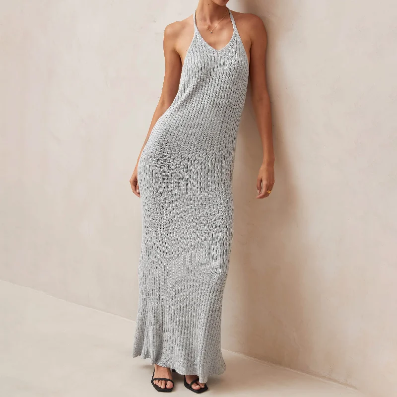 Cindy Grey Tricot Maxi Dress