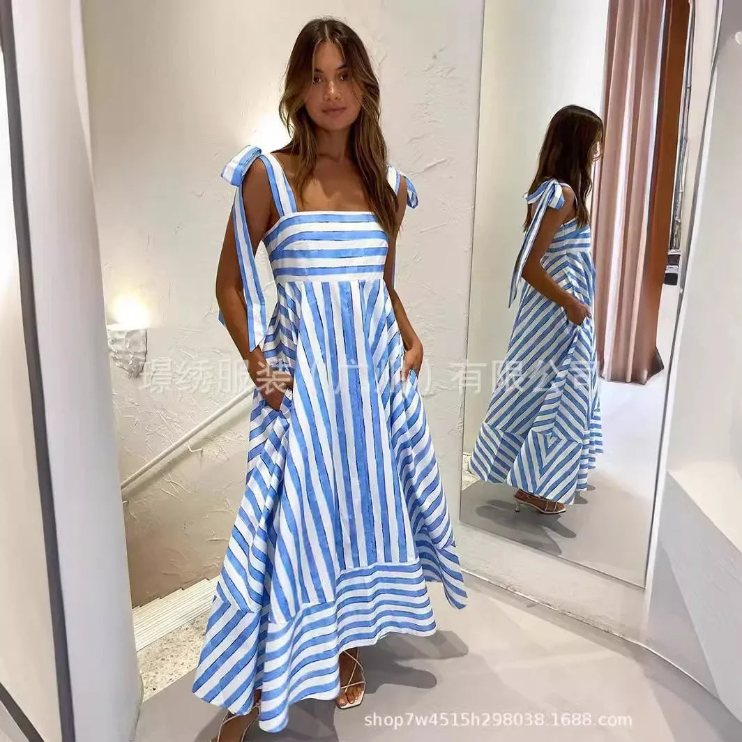 Elegant Stripe Maxi Dress