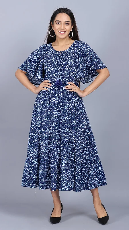 Ethnic Print Bell Sleeve Maxi Dress