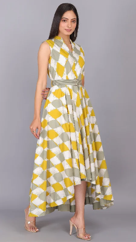 Geometric Print Up Down Maxi Dress