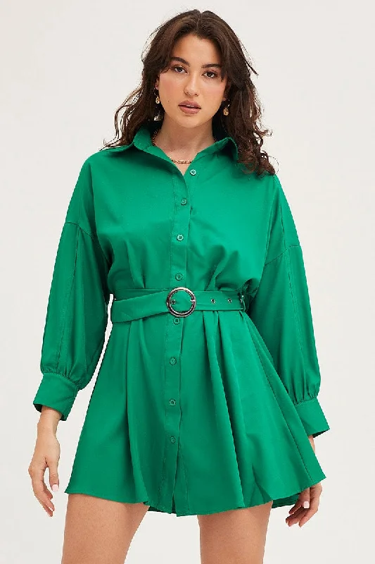 Green Dress Long Sleeve Mini