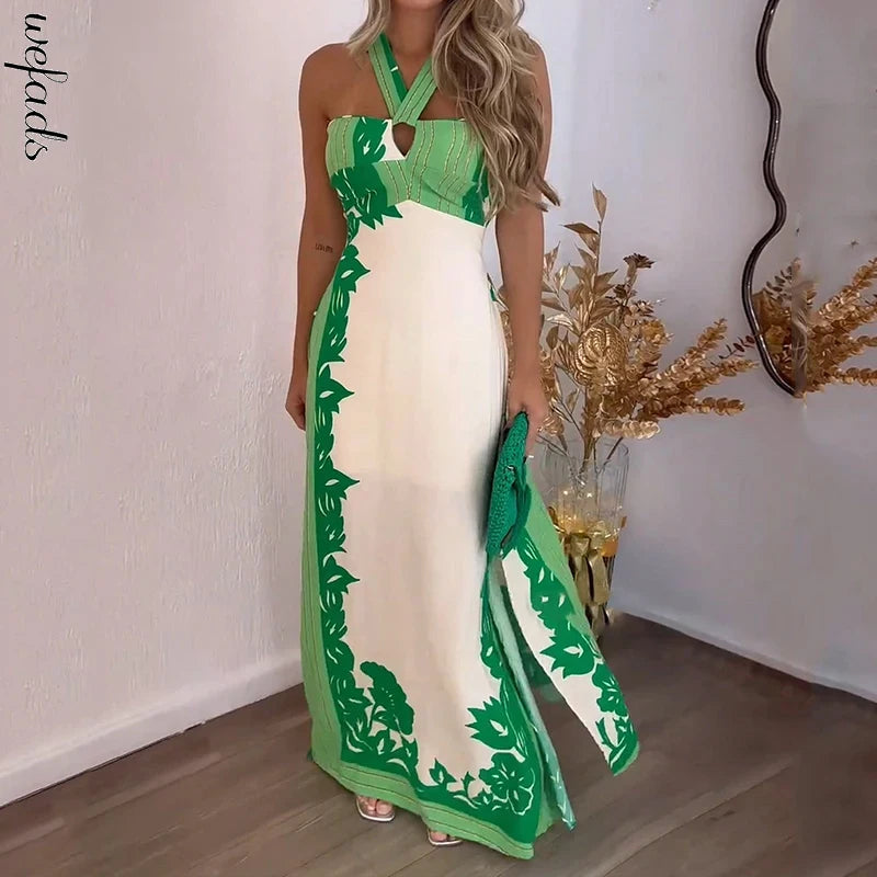 Green Halter Maxi Dress