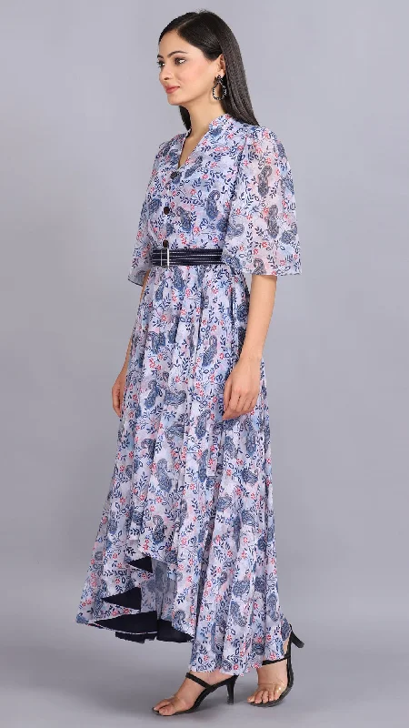 Printed up-down maxi dress