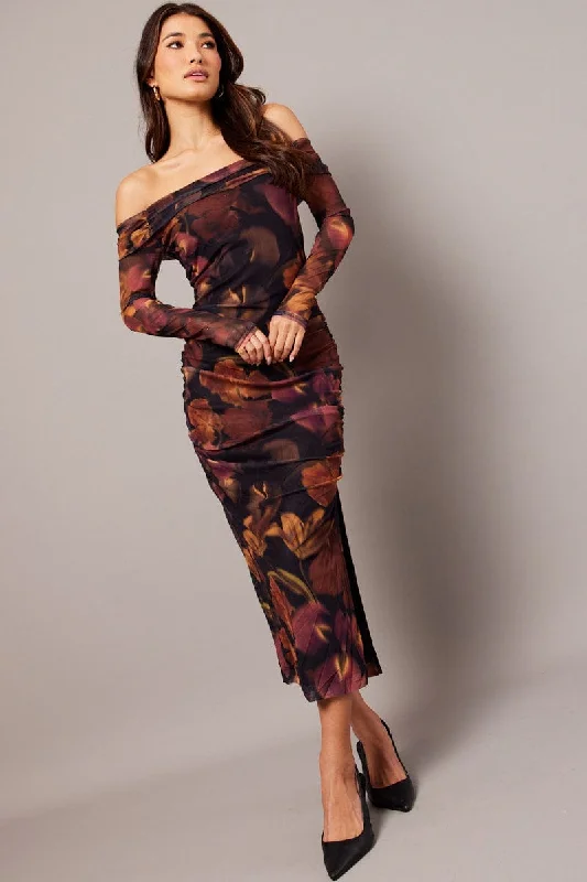 Multi Floral Bodycon Dress