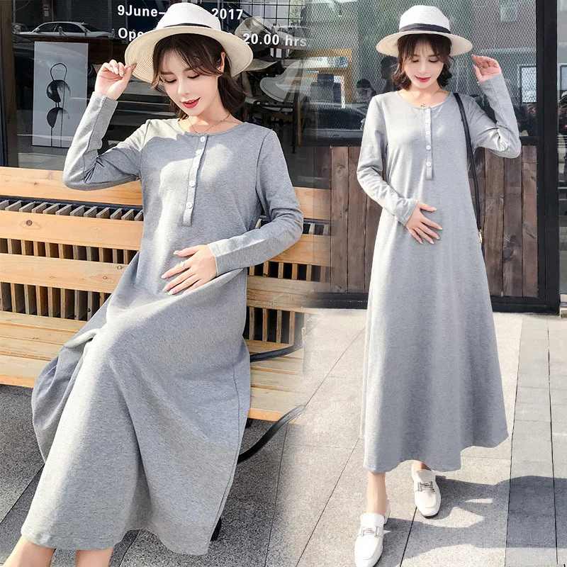 NiDELL Maternity Dress . Autumn New Breastfeeding Dress Two-Way Wear Fashion out Nursing Clothing Breastfeeding Dress