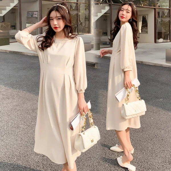 NiDELL Maternity Dress . Autumn New Hundred Chic French Split Maternity Dress Fashion Korean Style Maternity Dress