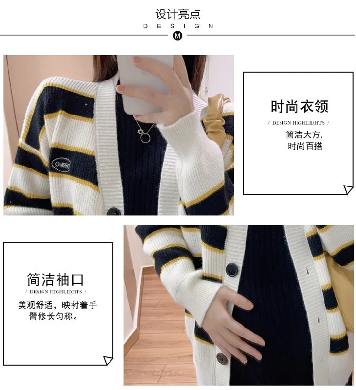 NiDELL Maternity Dress . New Coat Knitted Autumn and Winter Slimming Sweater Long Dress Fashion Two-Piece Suit Dress Suit