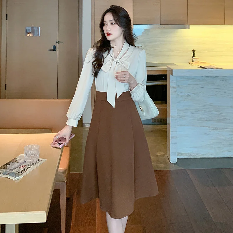 NiDELL . Spring Adult Lady like Woman Style Satin High-Grade Sense Silk Long Sleeve Series Lead Waist-Tight Slimming V-Neckline Maxi Dress