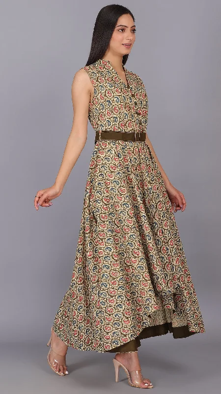 Paisley Printed Flared Maxi Dress