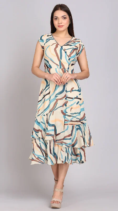 Printed Off Center Maxi Dress