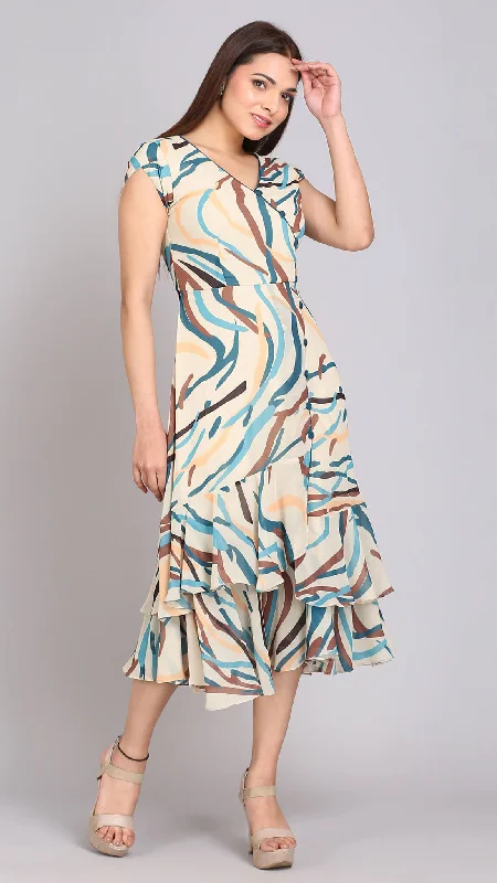 Printed Off Center Maxi Dress