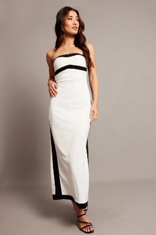 White Bodycon Dress Colorblock