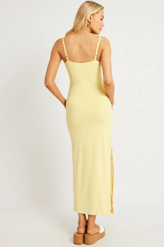 Yellow Bodycon Dress Maxi Supersoft