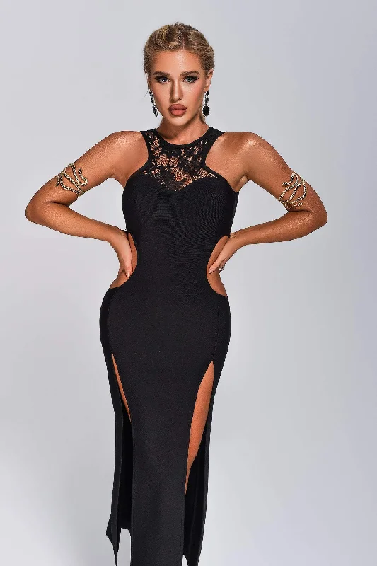 ACACIA LACE CUTOUT MIDI BANDAGE DRESS