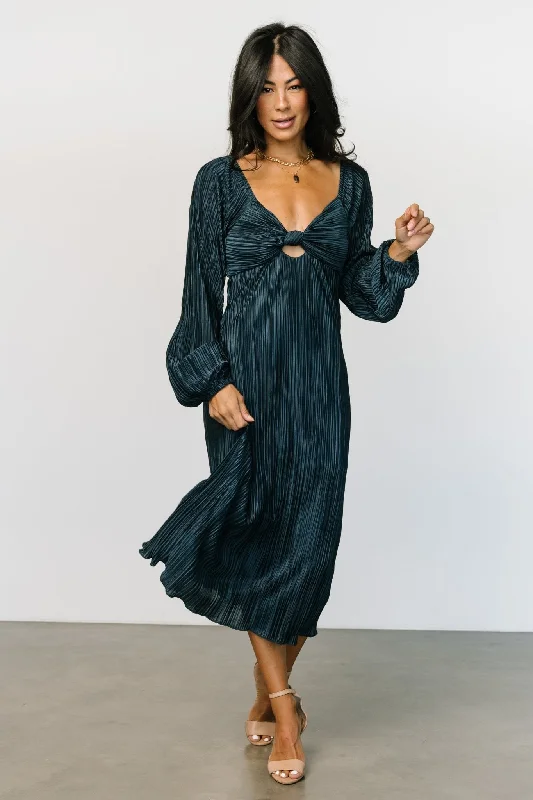 Amani Pleated Midi Dress | Peacock