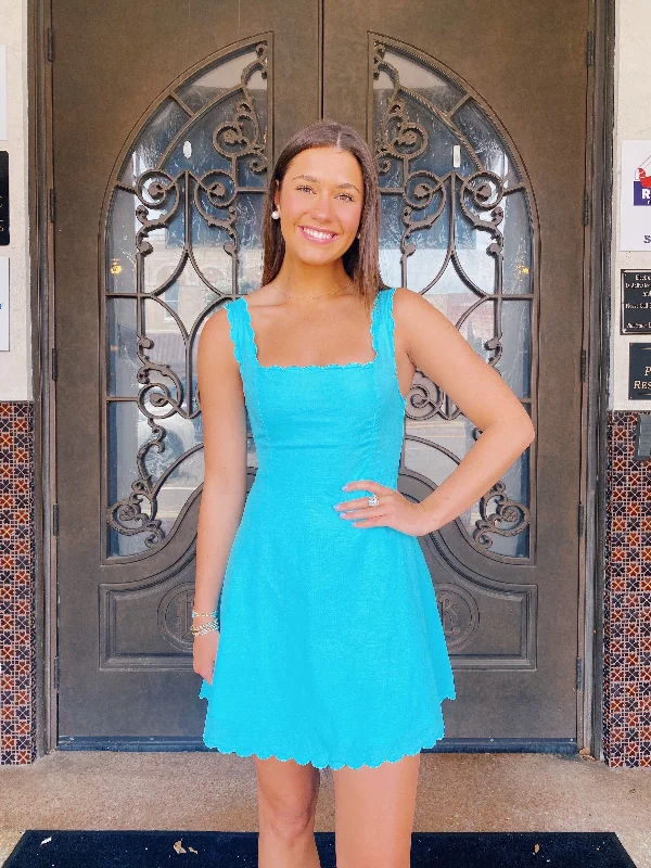 Aqua Square Neck Mini Dress