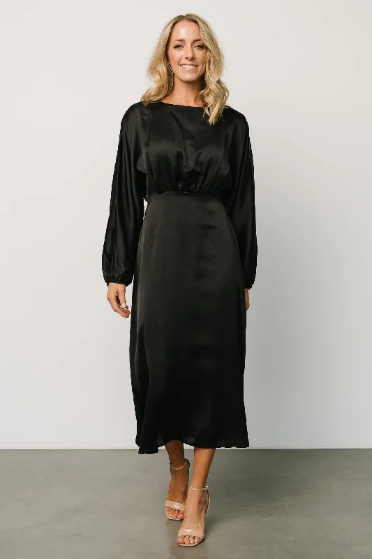 Balta Satin Midi Dress | Black