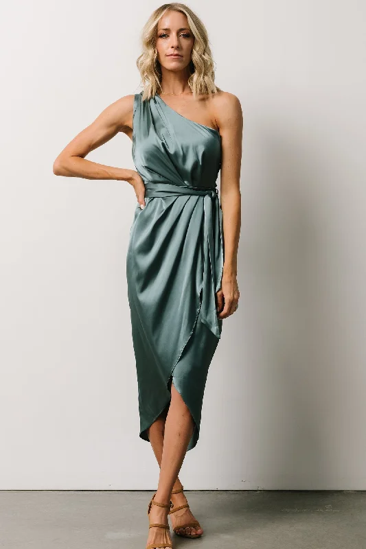 Celia One Shoulder Midi Dress | Blue Sage