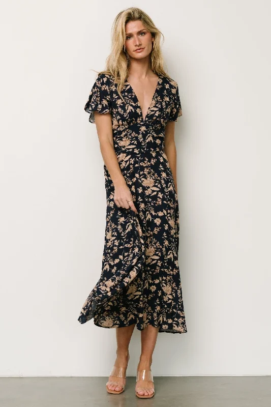 Ellen Midi Dress | Navy Print