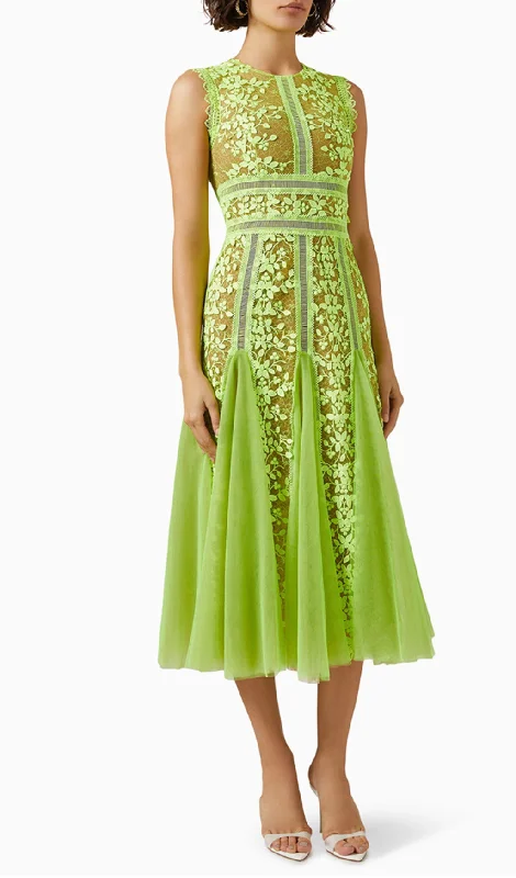 HEATHER EMBROIDERED LACE MIDI DRESS