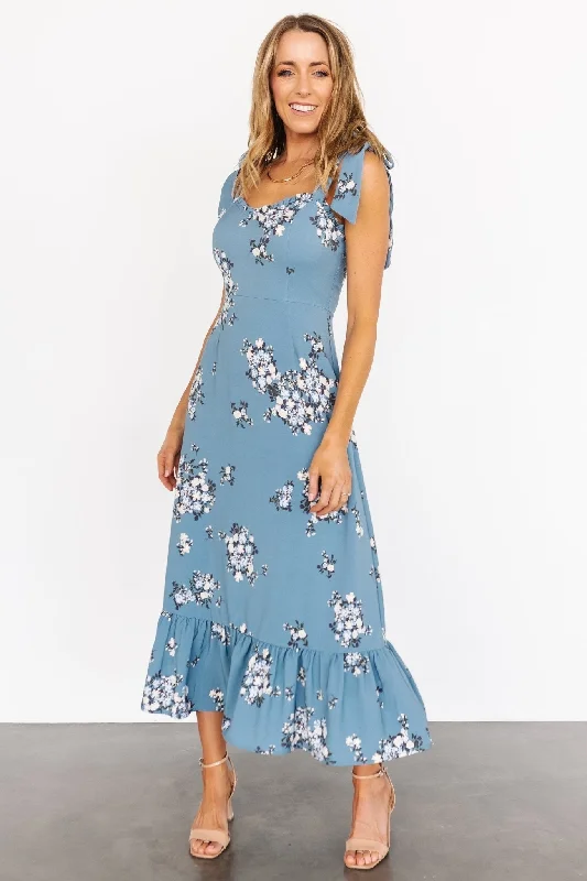 Krissy Midi Dress | Dusty Blue Floral