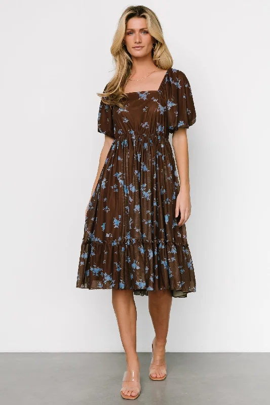 Millar Midi Dress | Brown + Blue Floral