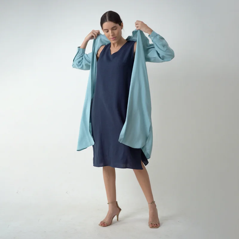 Midi Dress & Long Shirt for Women | Tencel | Blue