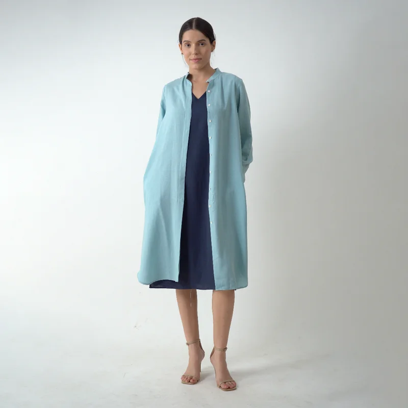 Midi Dress & Long Shirt for Women | Tencel | Blue