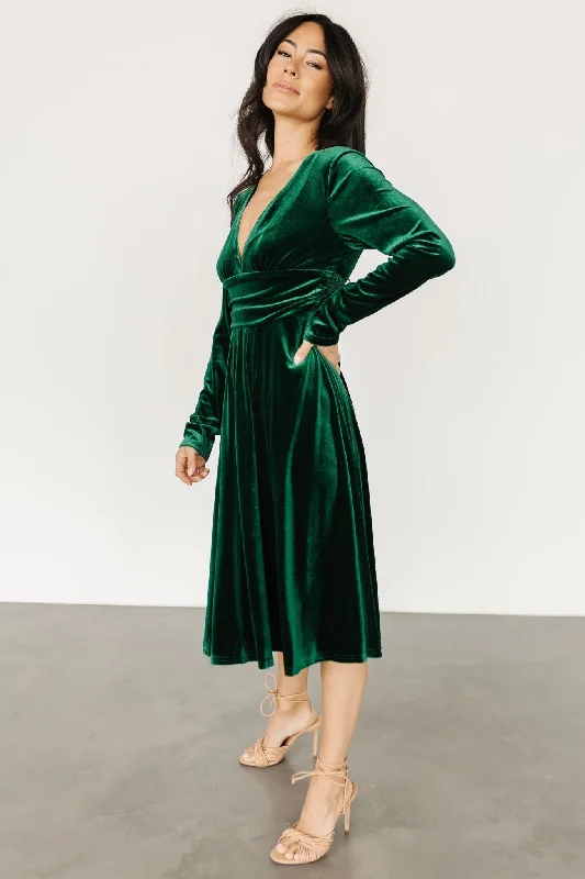 Vega Velvet Midi Dress | Emerald