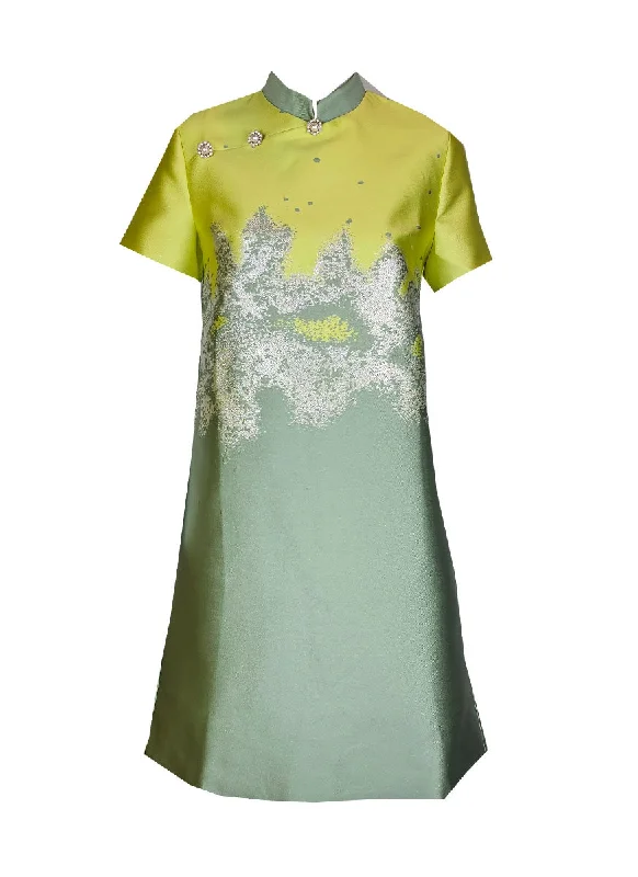 1240054 Mandarin Collar Short Sleeve Cheongsam