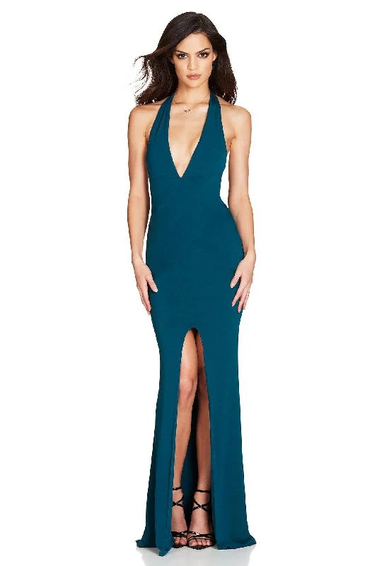 Nookie Illegal Halter Gown - Teal