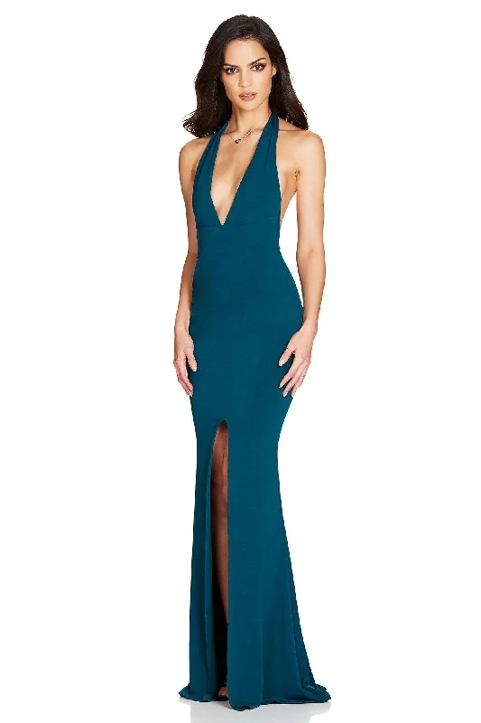 Nookie Illegal Halter Gown - Teal