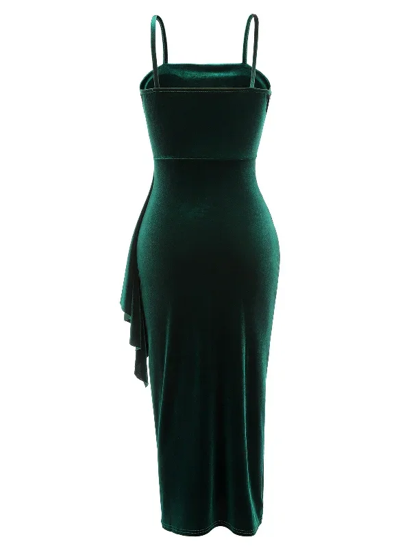 green-1930s-spaghetti-strap-velvet-slit-dress