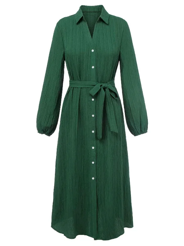 green-1960s-lapel-loose-belted-dress