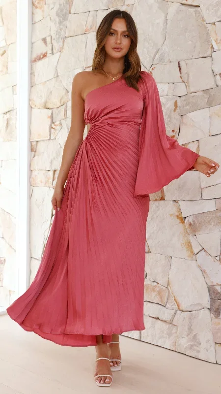 Gwen One Shoulder Maxi Dress - Pink