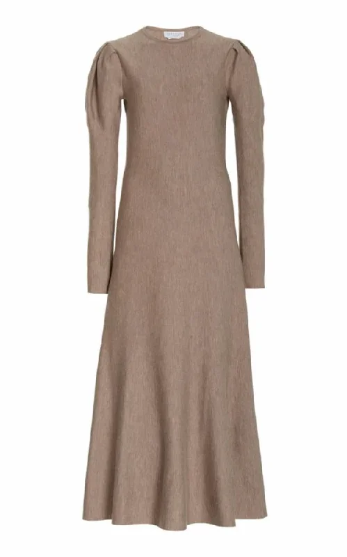 Hannah Dress in Oatmeal Wool Cashmere