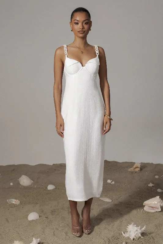 Ivory Secret Hideout Linen Dress