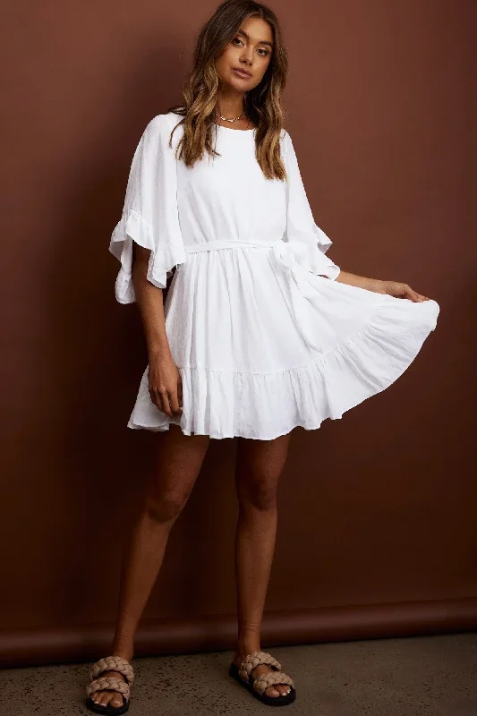 joni-batwing-sleeve-waist-tie-dress-ruffle-white