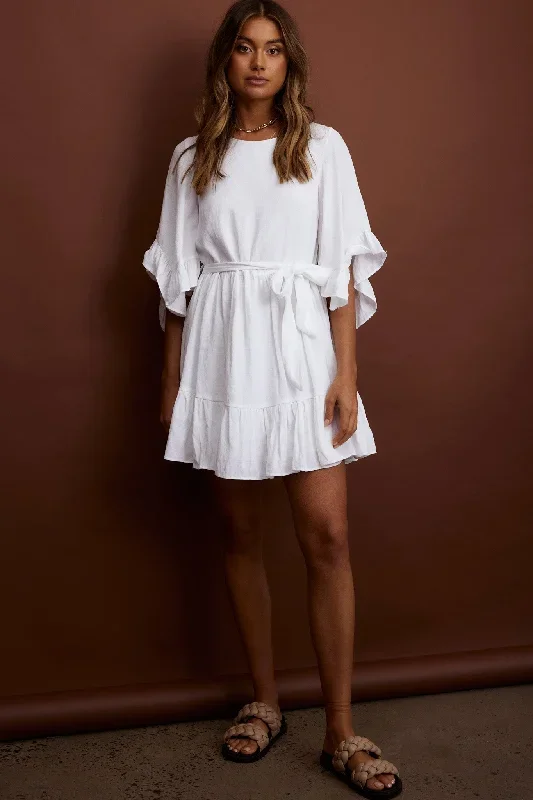 joni-batwing-sleeve-waist-tie-dress-ruffle-white