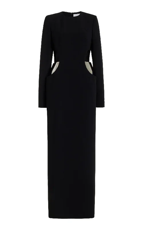 Lotta Dress in Black Silk Wool Cady