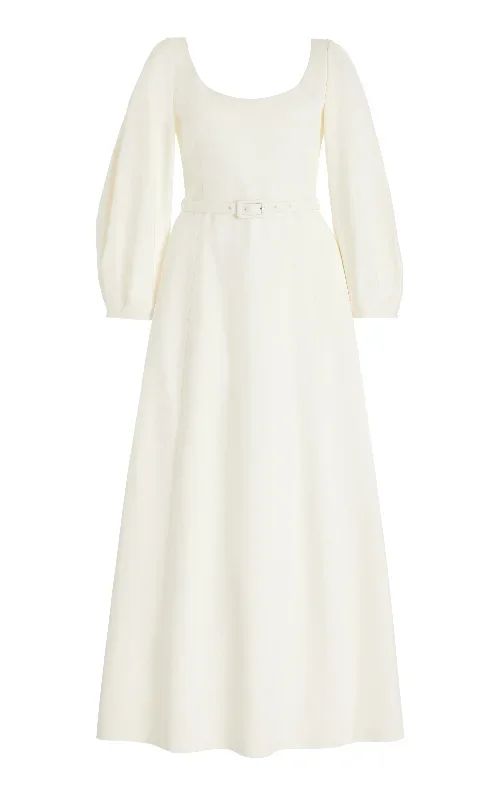 Mena Dress in Ivory Washed Silk