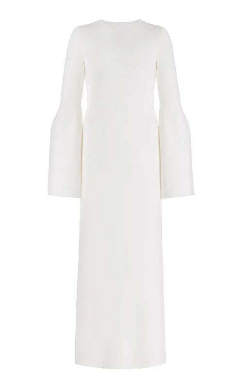 Palanco Knit Dress in White Merino Wool Cashmere