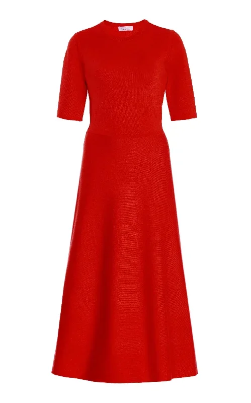 Seymore Knit Dress in Red Topaz Merino Wool Cashmere