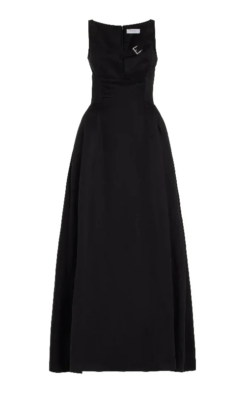 Sven Dress in Black Silk Linen Satin